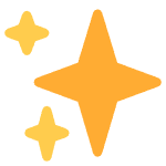 Three yellow star-shaped sparkling objects on a white background