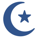 Night sky with a crescent moon and a five-pointed star