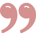 Pink quotation marks on a white background