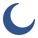 Dark blue crescent moon on a black background