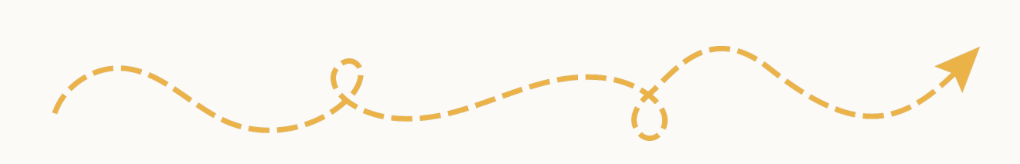 Dashed orange arrow path with a upward arrow at the end against a white background.