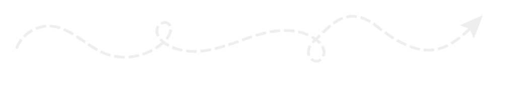 Dotted white arrow on a black background with a curved and wavy pattern pointing to the right.