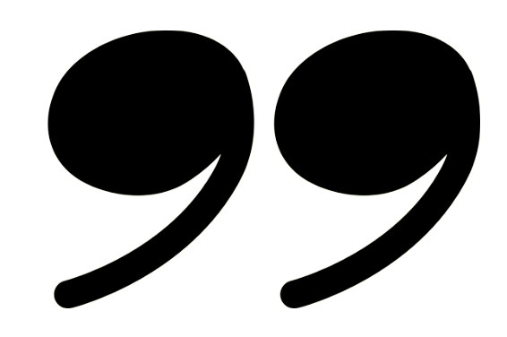 Two large quotation marks on a black background.