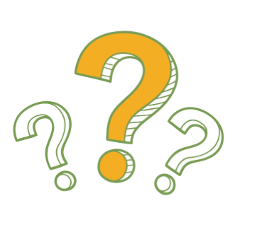 Three yellow and green question marks on a black background.