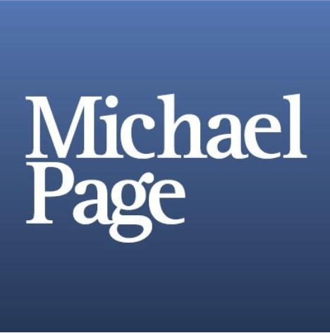 Logo with the name 'Michael Page' on a blue gradient background.