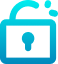 Blue and turquoise open lock icon