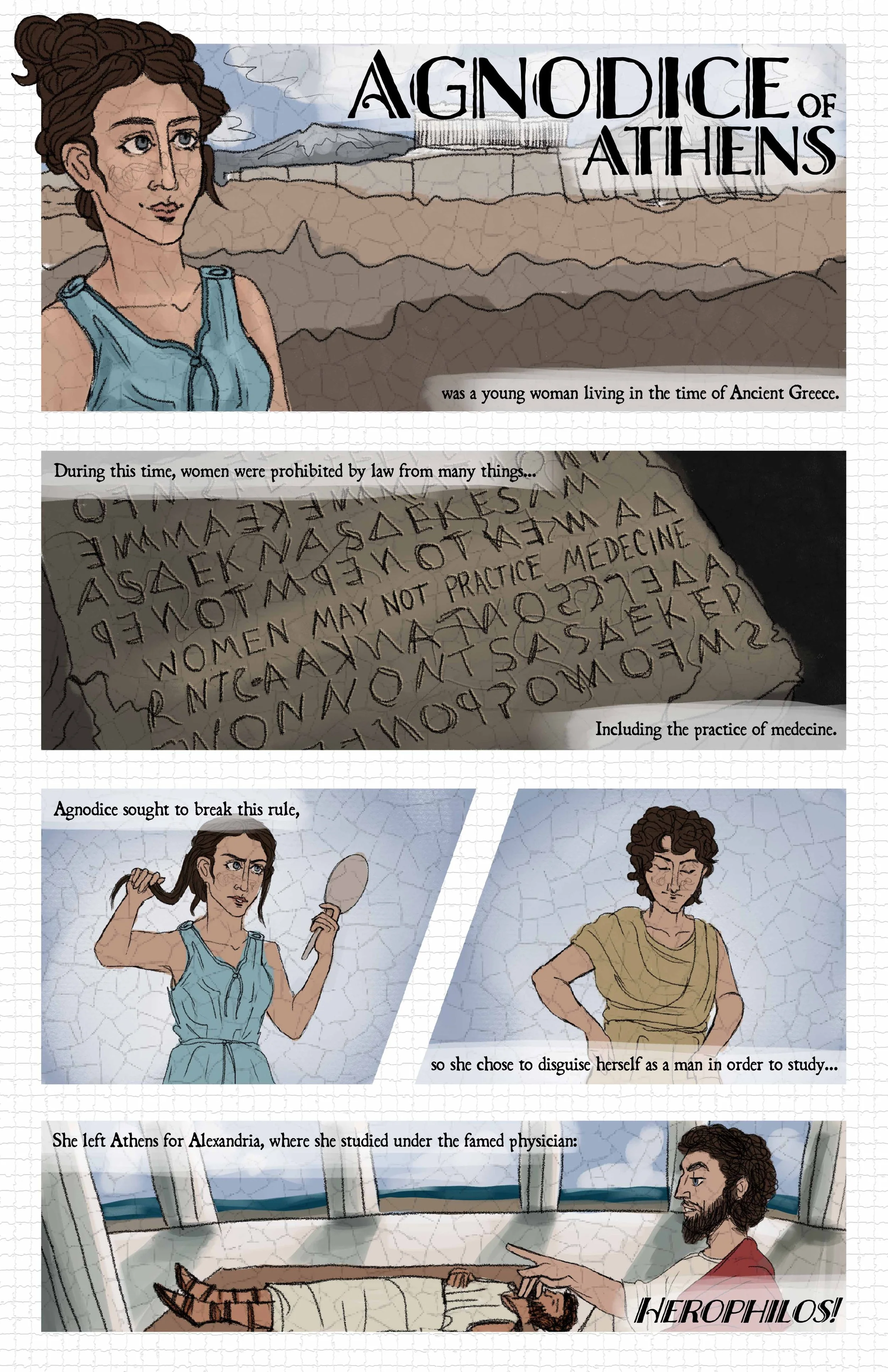 Agnodice of Athens Page 1. Bella Fontanes. 2023.