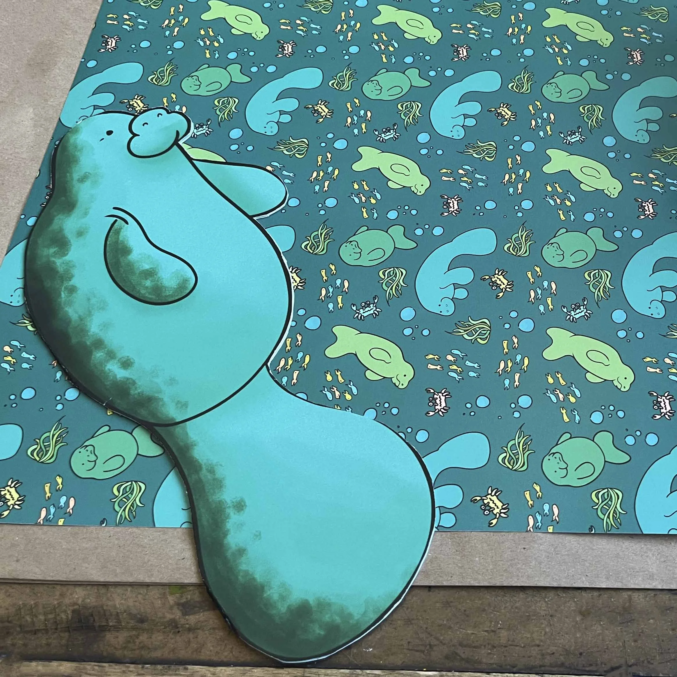 Manatee Card Exterior and Paper. Bella Fontanes. 2023.