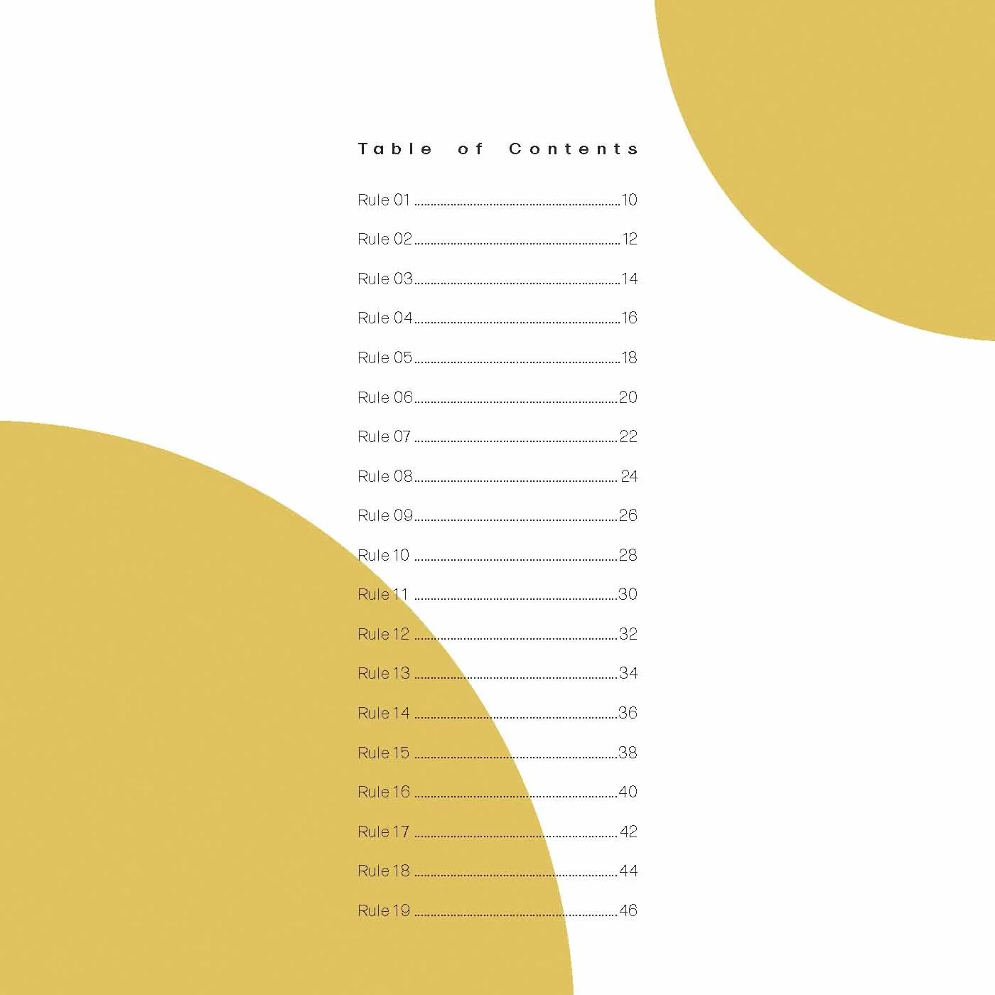 Lexicon of Letters Table of Contents