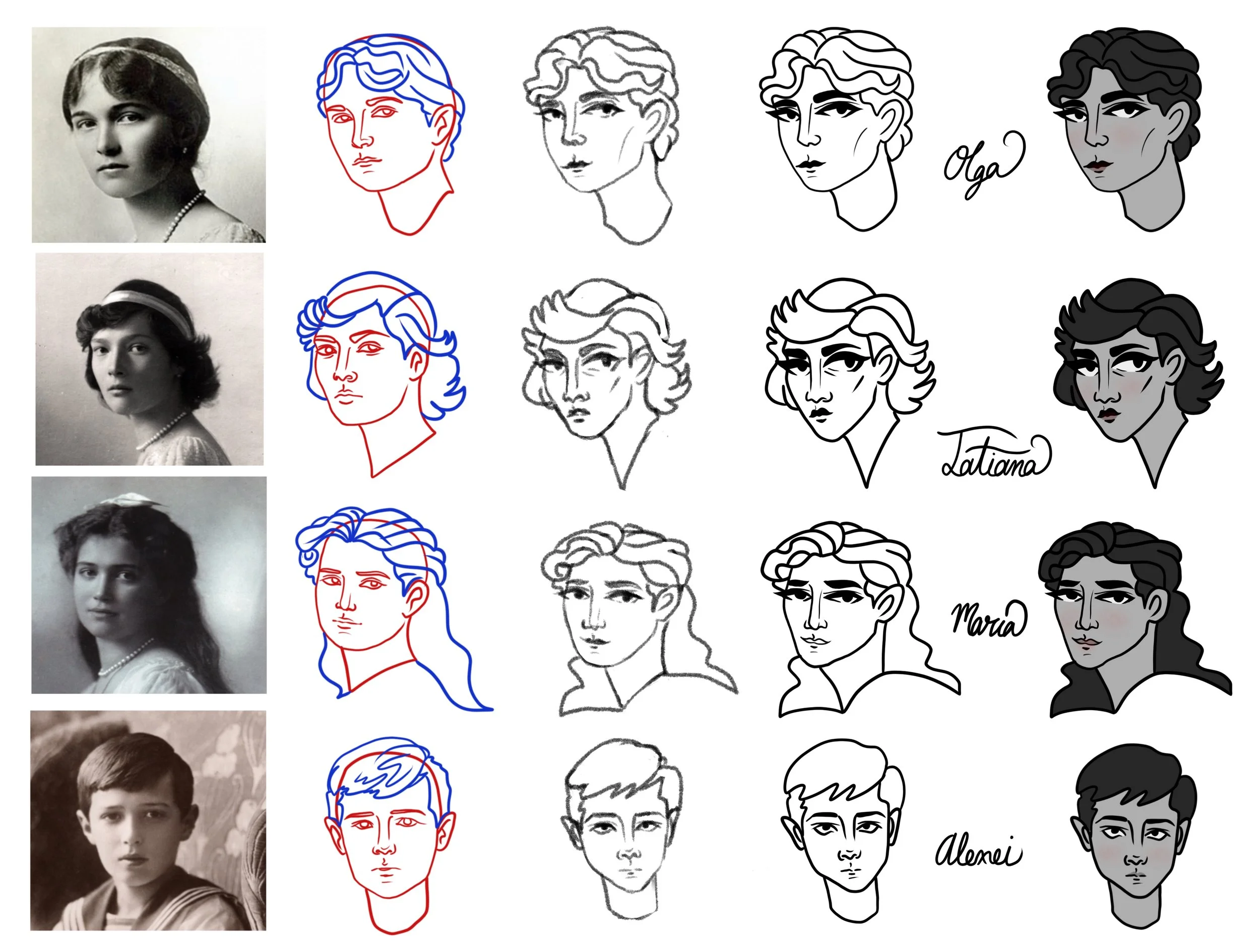 Olga, Tatiana, Maria, and Alexei Designs