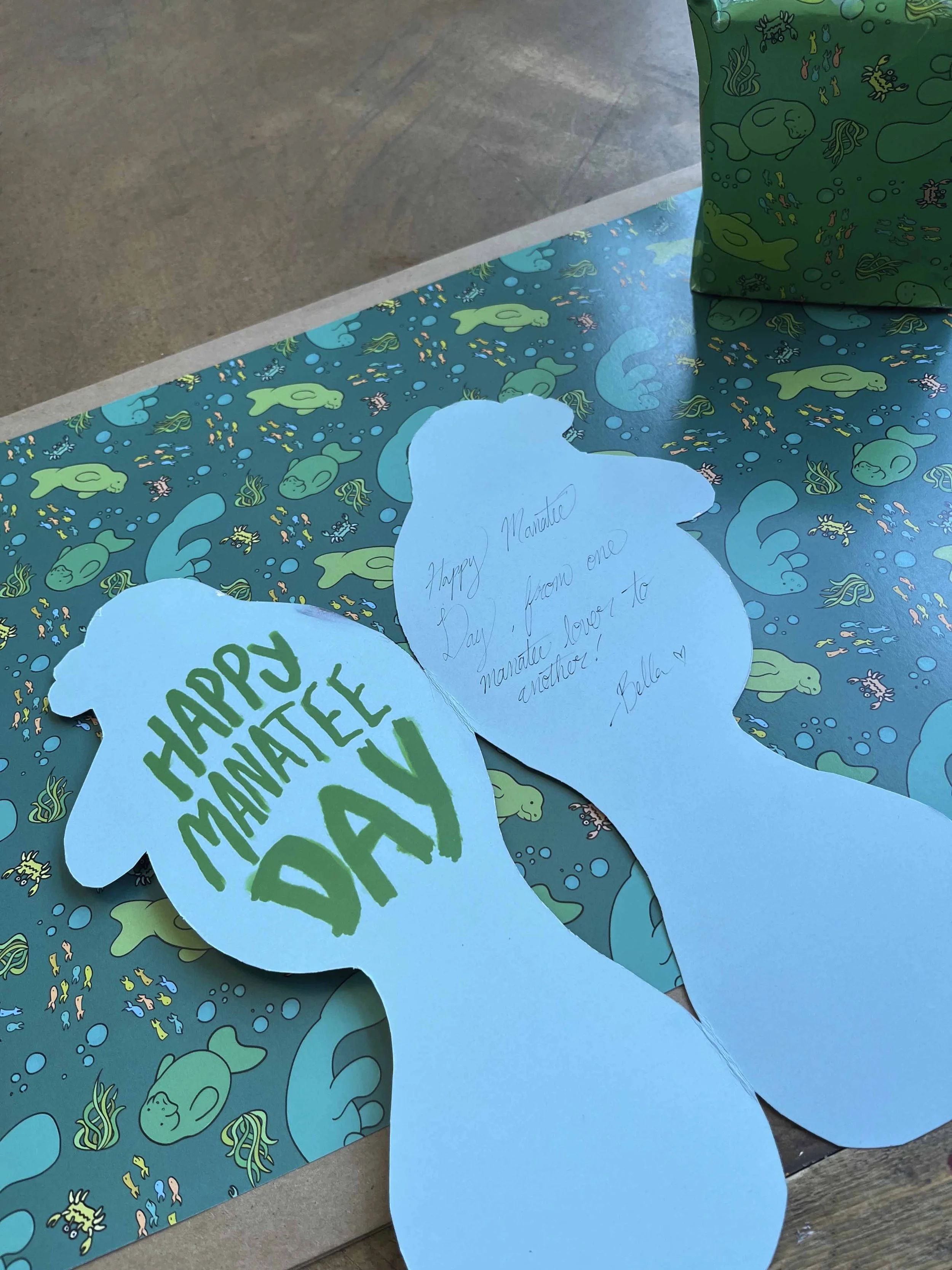 Manatee Card Interior and Paper. Bella Fontanes. 2023.