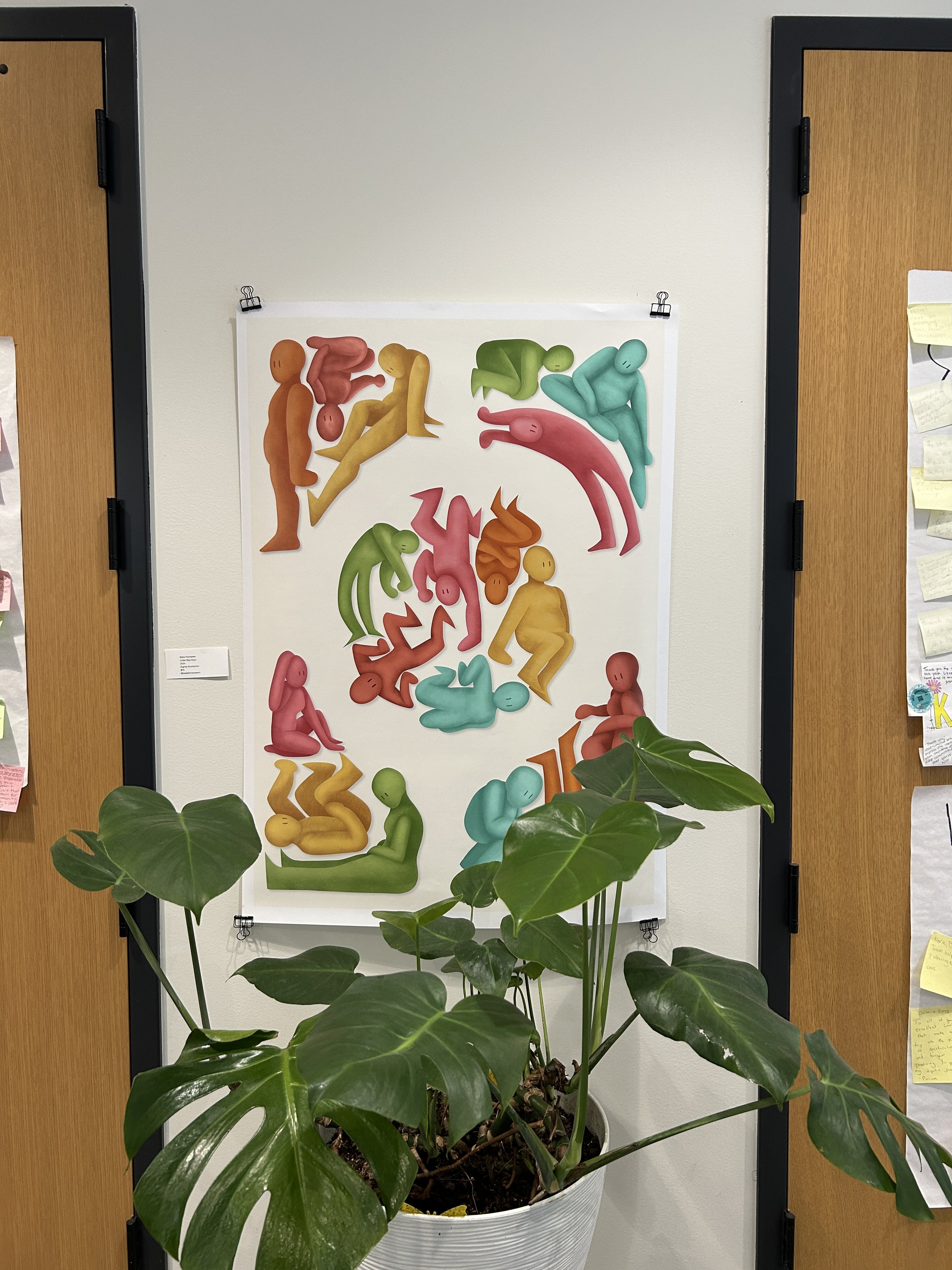 Little Clay Guys on display in Family Tree Clinic, 2024.