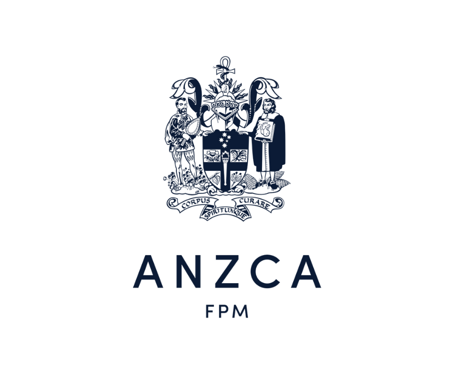 The ANZAC logo featuring a crest with two soldiers and a shield with a kangaroo and an emu, and the words 'ANZAC FPM' underneath.