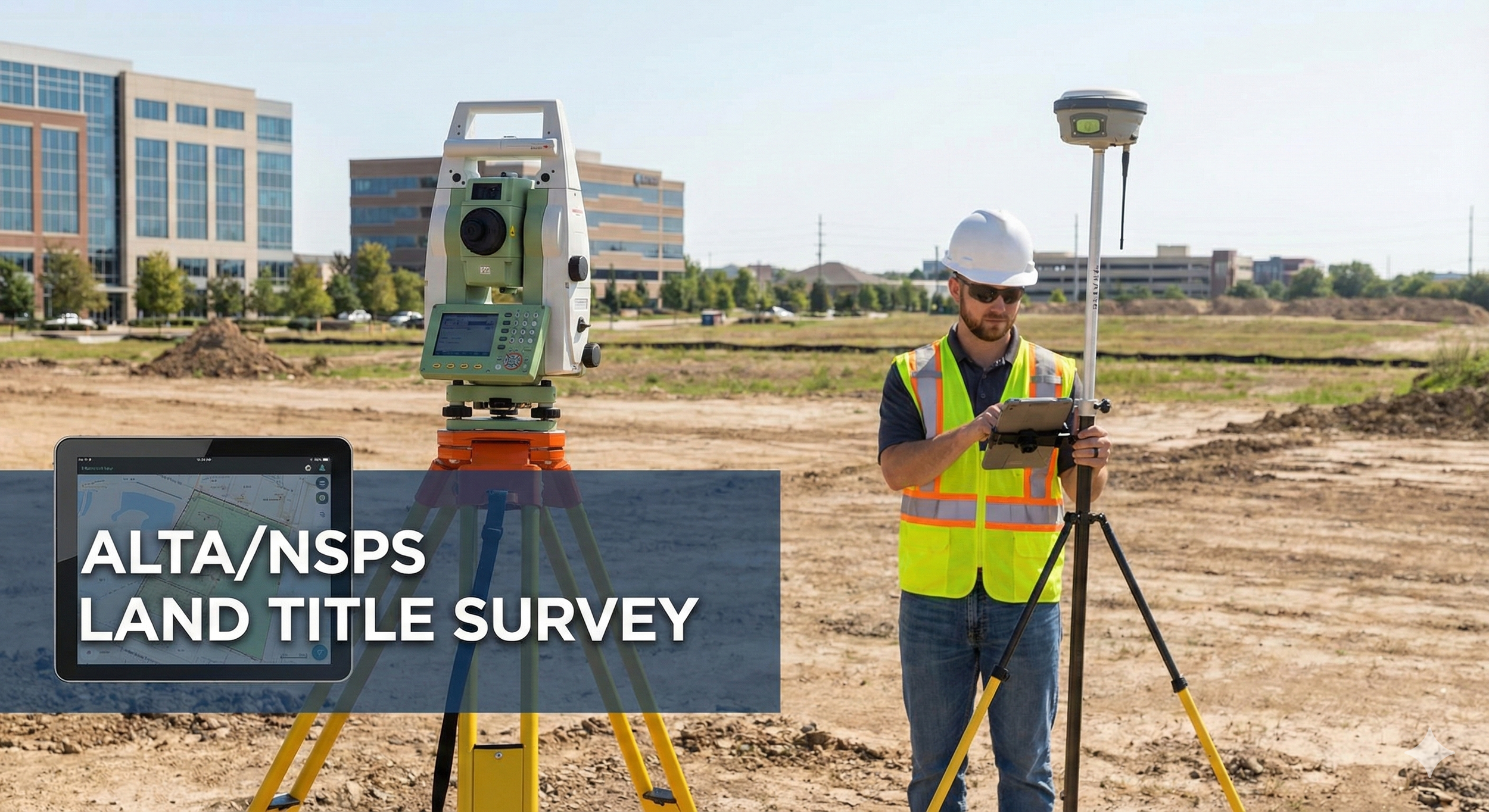 ALTA NSPS survey CAD drafting showing commercial property boundary lines and title survey details