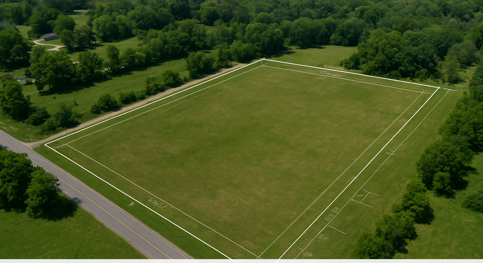Boundary survey CAD drafting showing property lines based on legal descriptions and field data