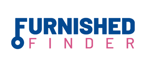 The logo of Furnished Finder with the words 'FURNISHED' in bold blue letters and 'FINDER' in pink letters below.