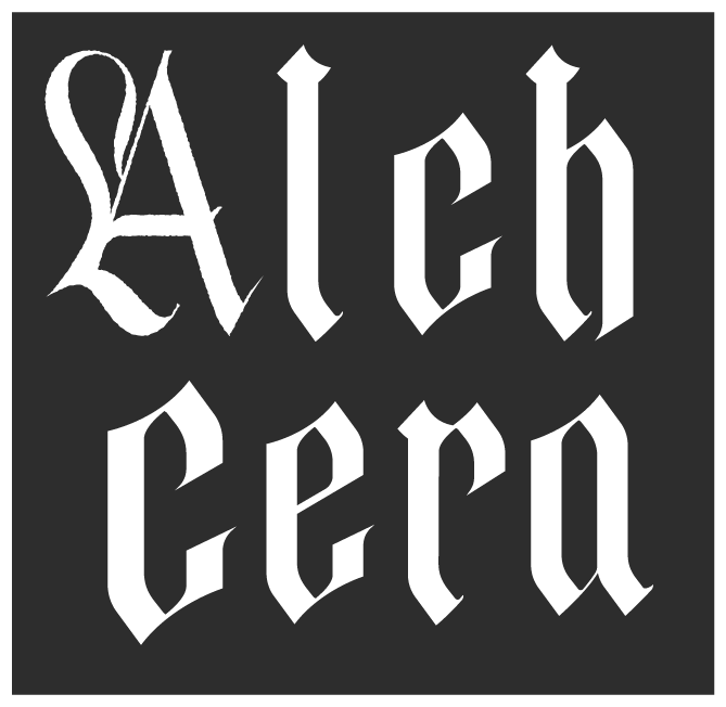 The image displays the words 'Aleh Cultura' in a stylized blackletter font on a black background.