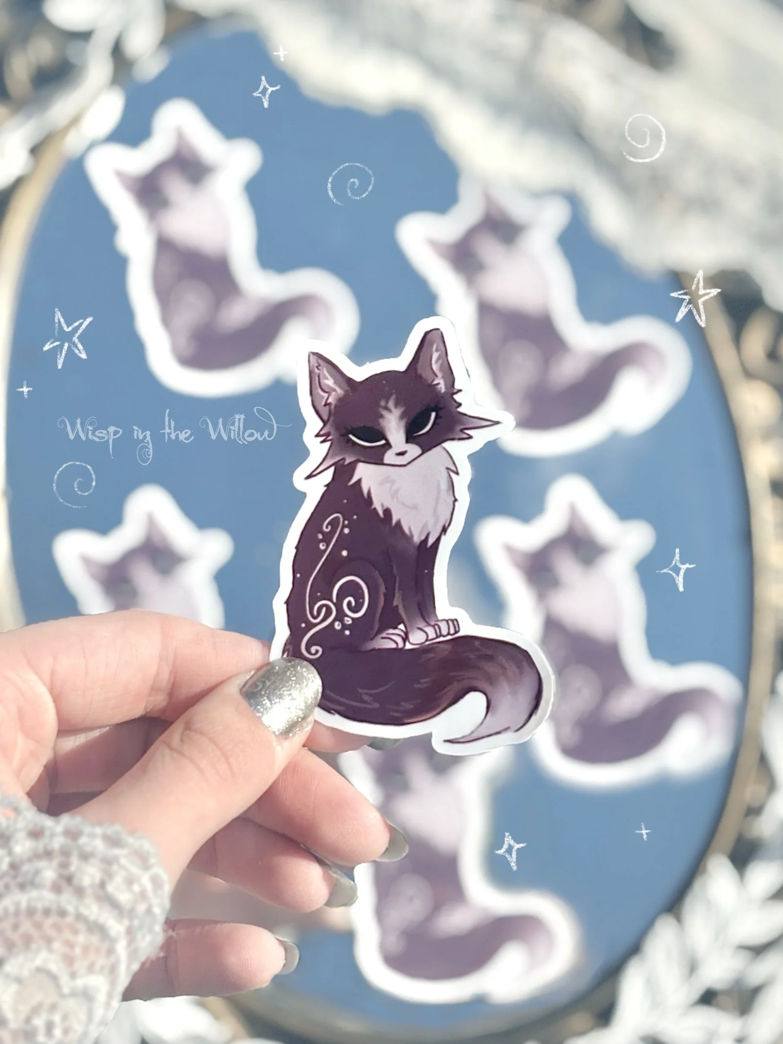 Burgundy Cat - Glossy Die Cut Sticker