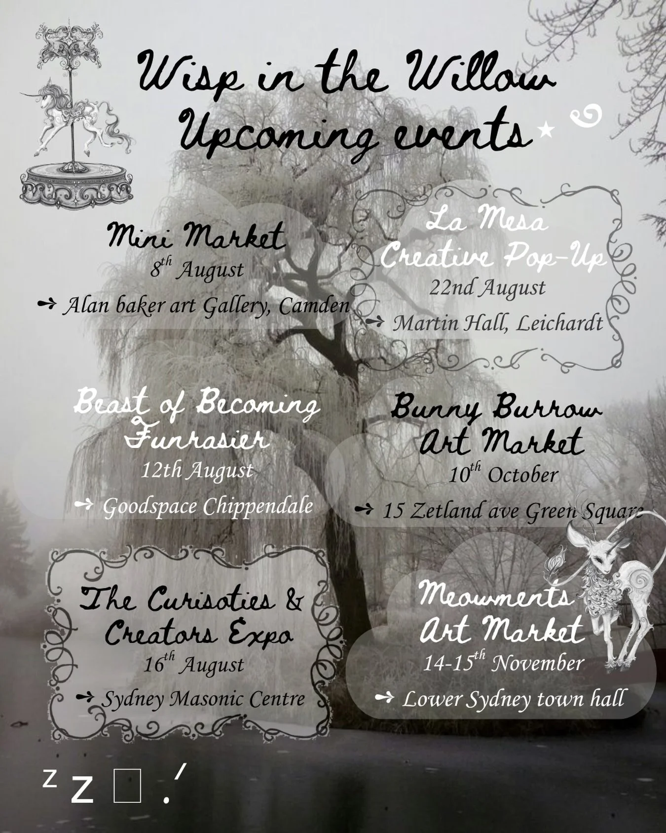 finally did an upcoming events sheet, august is gonna be fun !! 😼🪉🩶