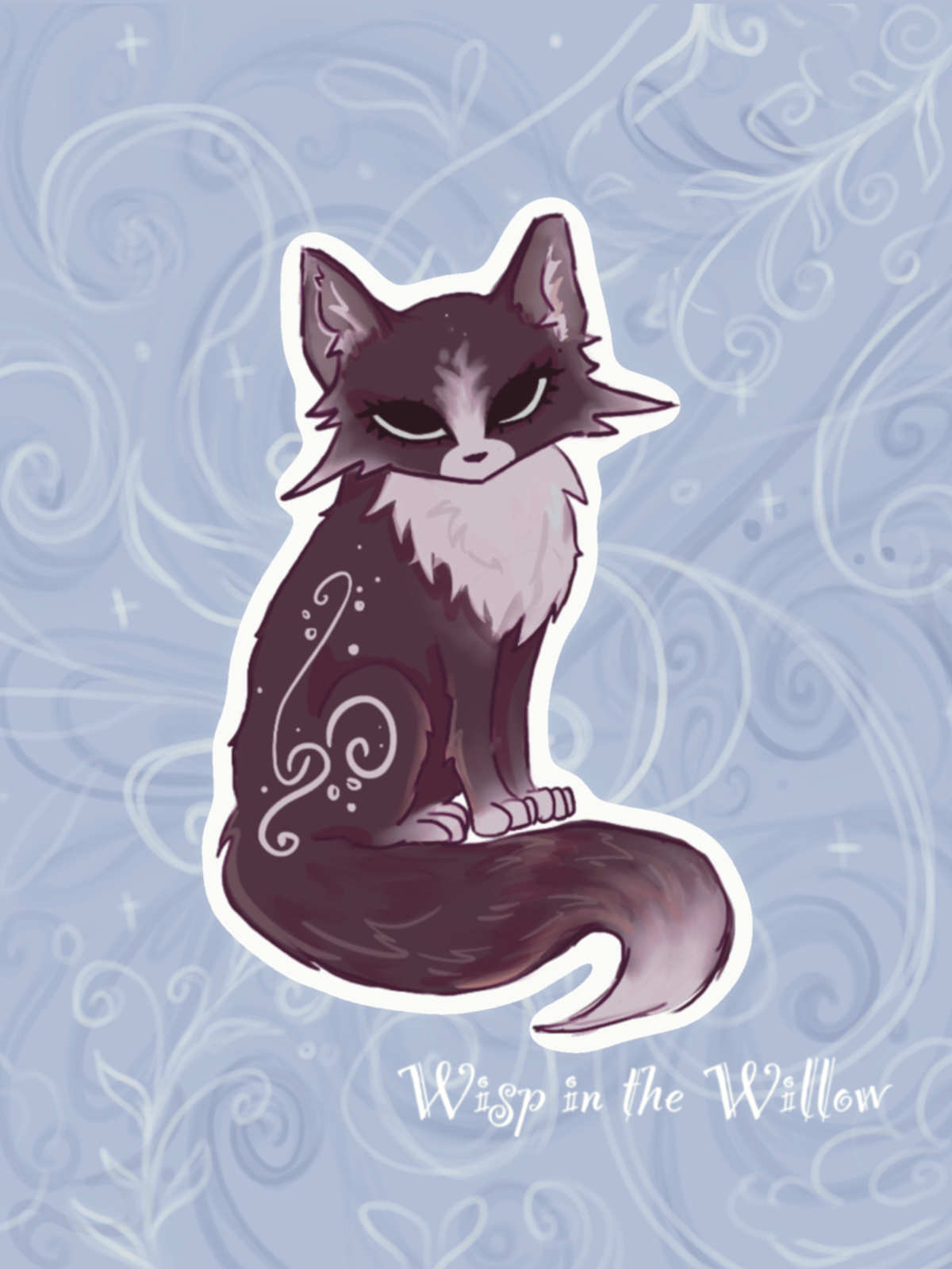 Burgundy Swirl Kitty Sticker