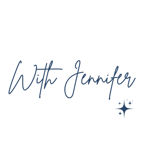 Text that reads 'With Jennifer' with sparkles or stars next to it