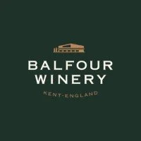 Logo for Balfour Winery in Kent, England with a stylized building above the text