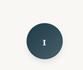 A dark teal circle with a white letter 'I' in the center on a plain light background.