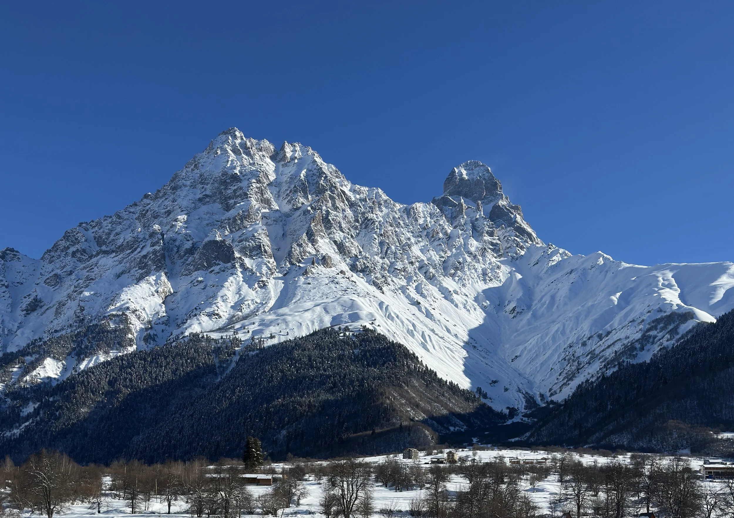Mount Ushba in the Winter