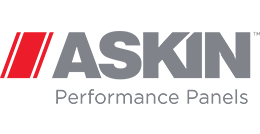 ASKIN Performance Panels logo with red diagonal stripes and gray text