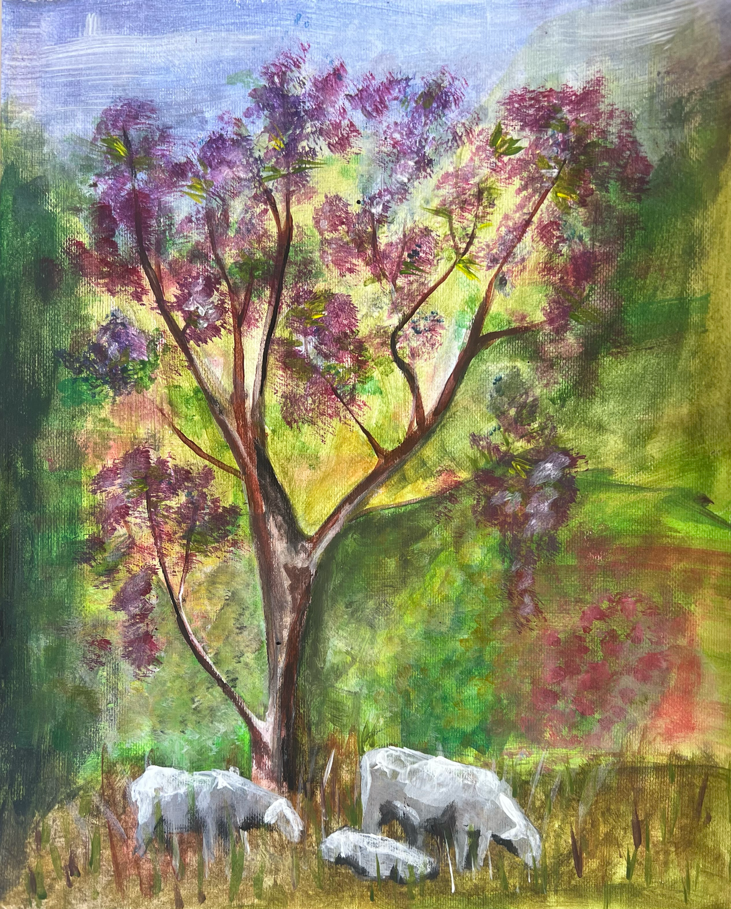 "Under the Jacaranda" | 8" x 11" | Acrylic on Paper | Not For Sale