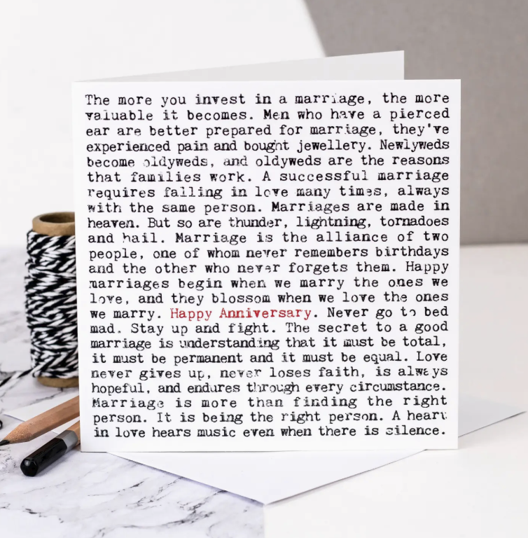 Anniversary Romantic Quotes Greeting Card