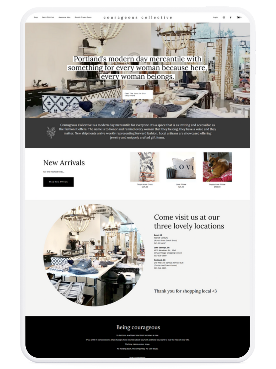 Boutique Retail Website Design in Portland, Oregon