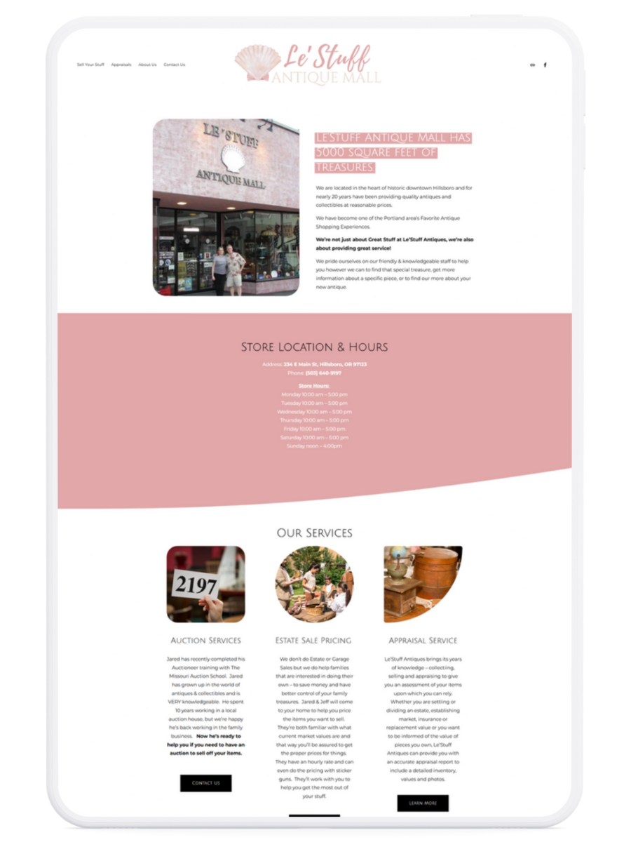 Antique Mall Website Design in Hillsboro, Oregon