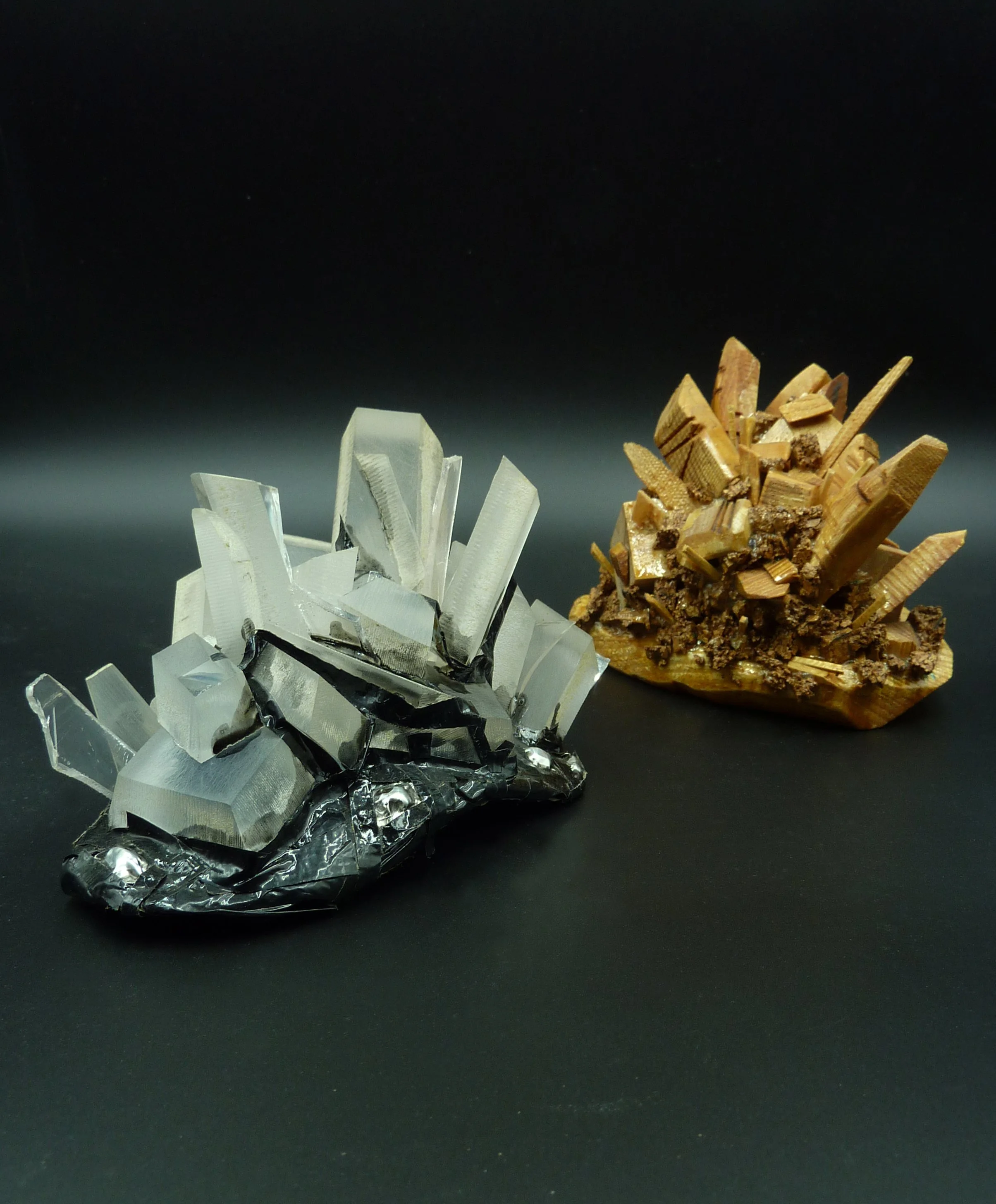 Crystals, plastic, wood, card, found objects, 10 x 10 x 10cm (each)