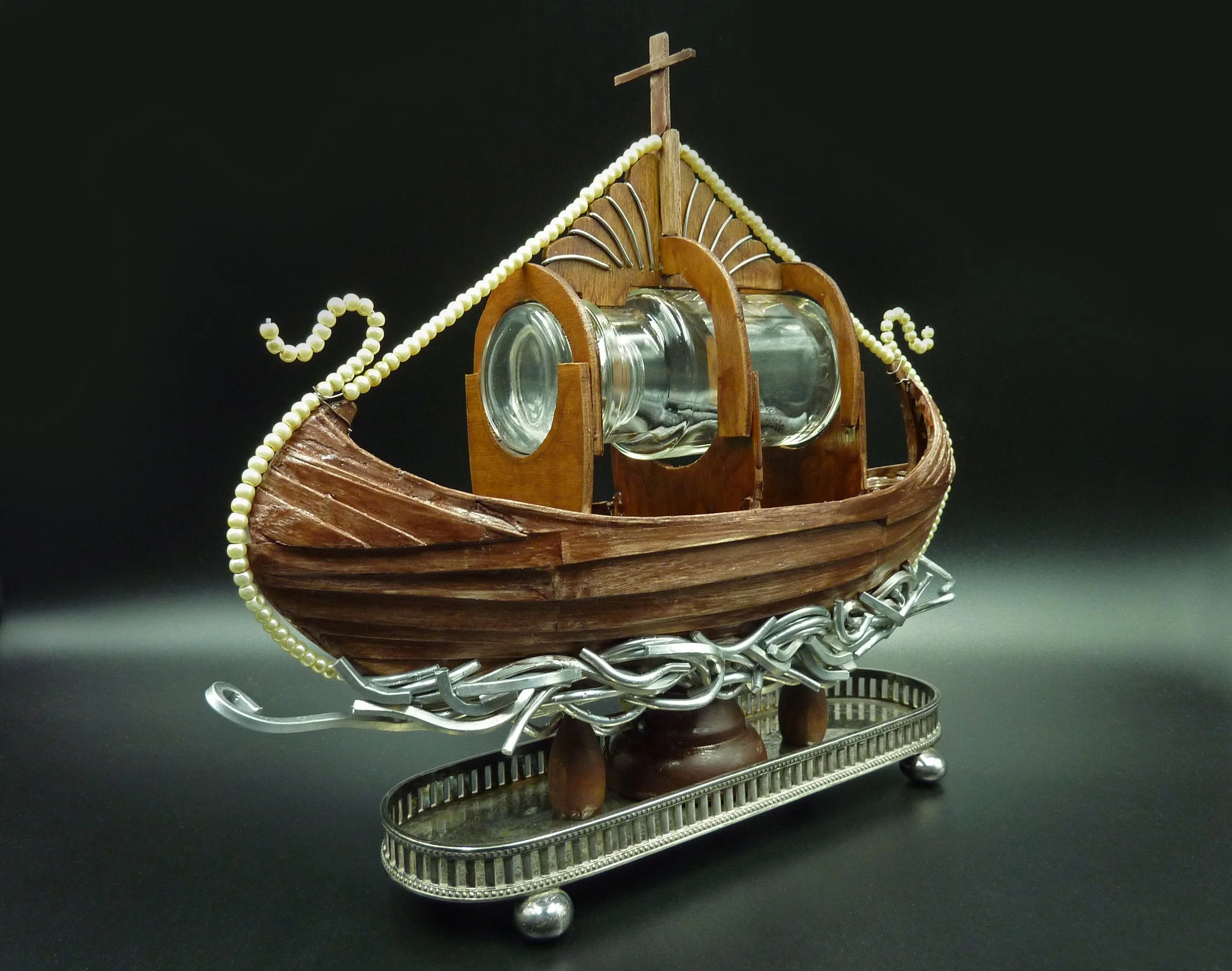 Reliquary, wood, metal, wire, glass, found objects, 25 x 30 x 15cm