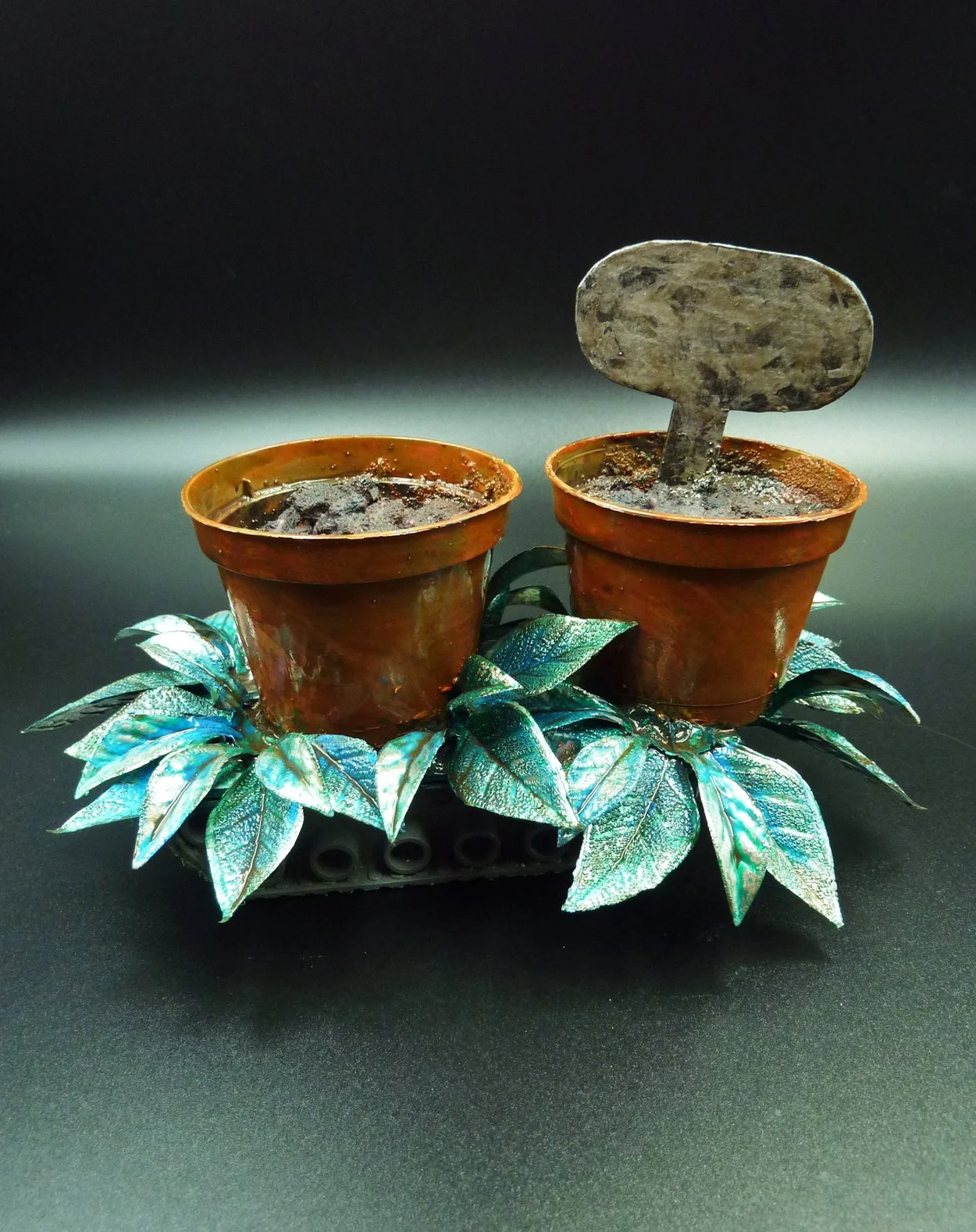 Tilth Robot II, plastic, card, found objects, 15 x 20 x 10cm