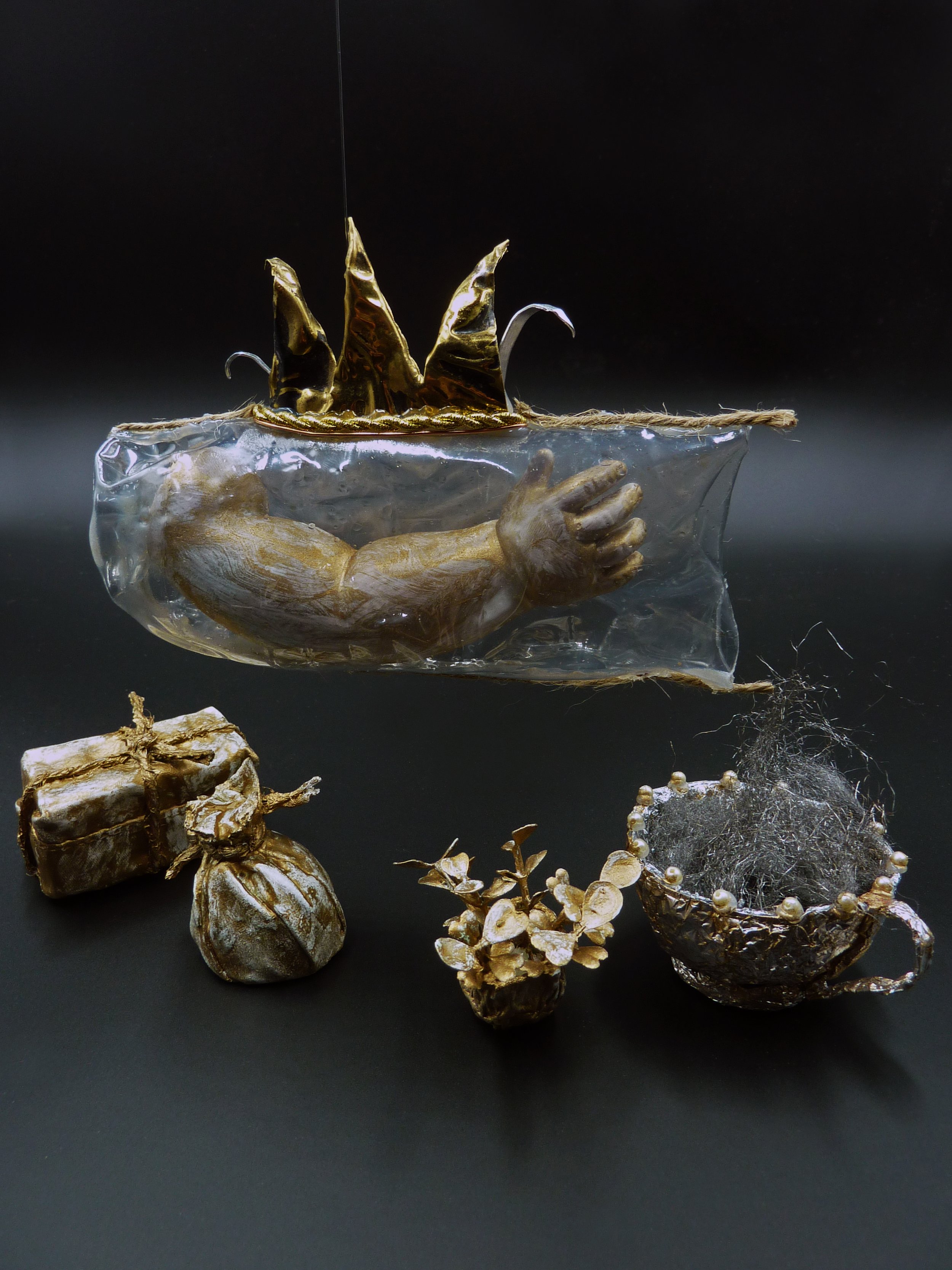 Messages workshop, plastic, metal, fabric, found objects, various dimensions