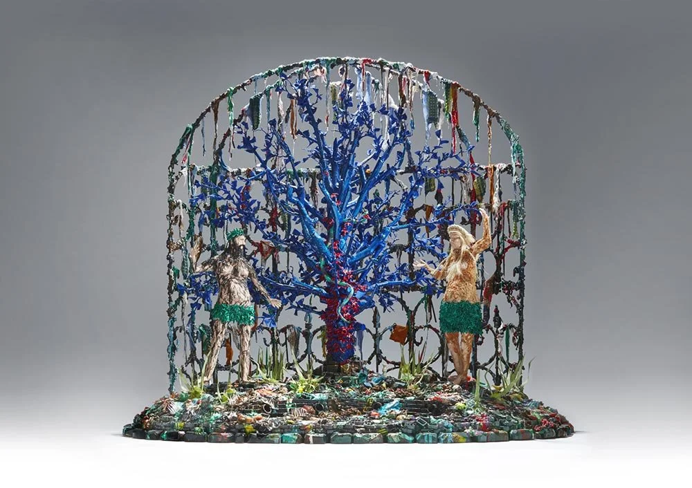 The Garden of Eden, wood, clay, plastic, found objects, 90 x 105 x 75cm