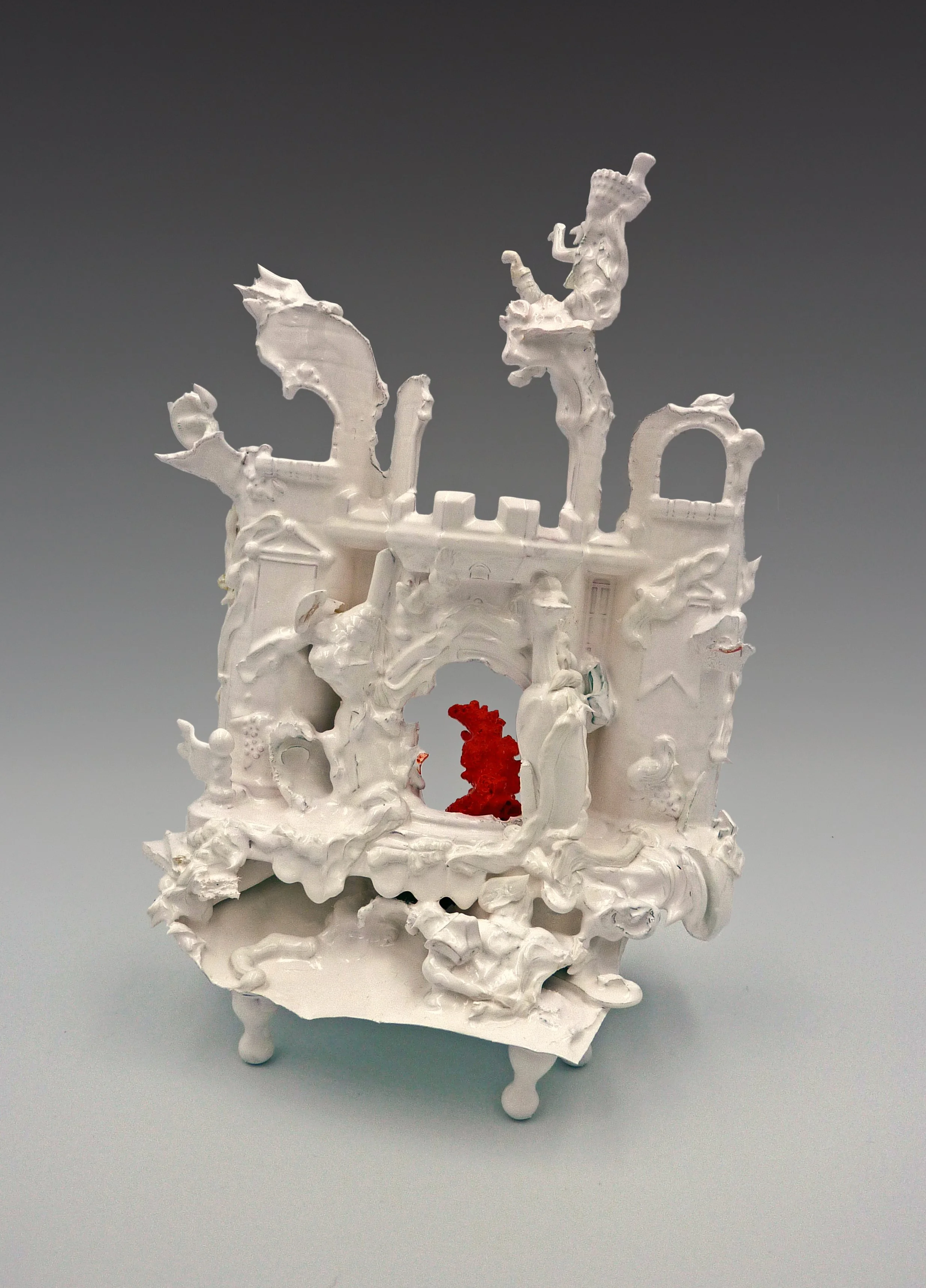 New Work IV, plastic, coral, wood, found objects, 25 x 20 x 10cm