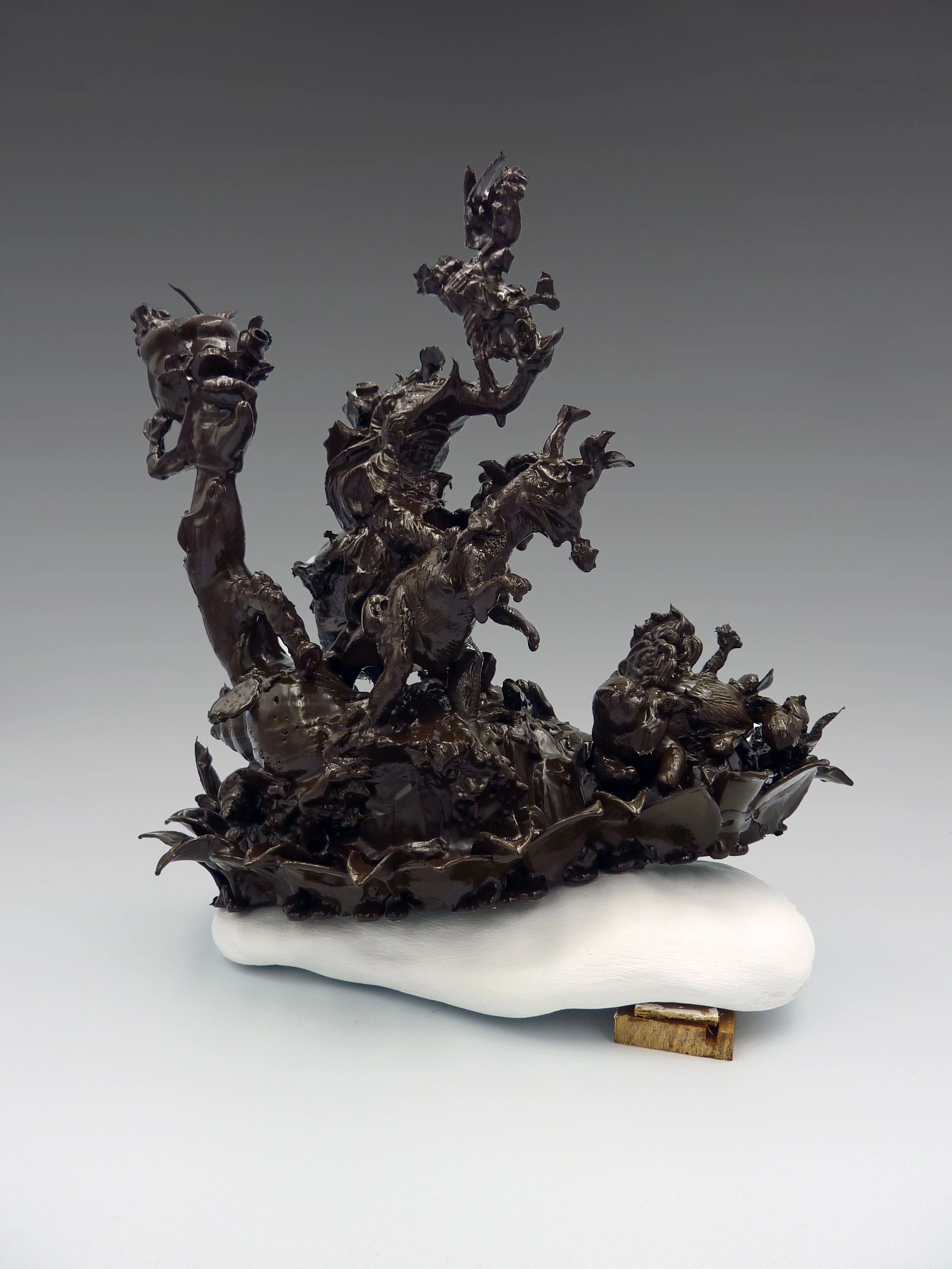 New Work II, plastic, clay, wood, found objects, 25 x 25 x 10cm