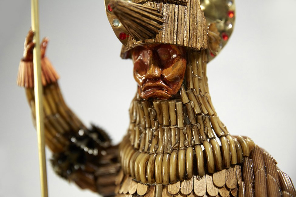 Anglia Squire (detail), wood, clay, plastic, found objects, 90 x 100 x 20cm