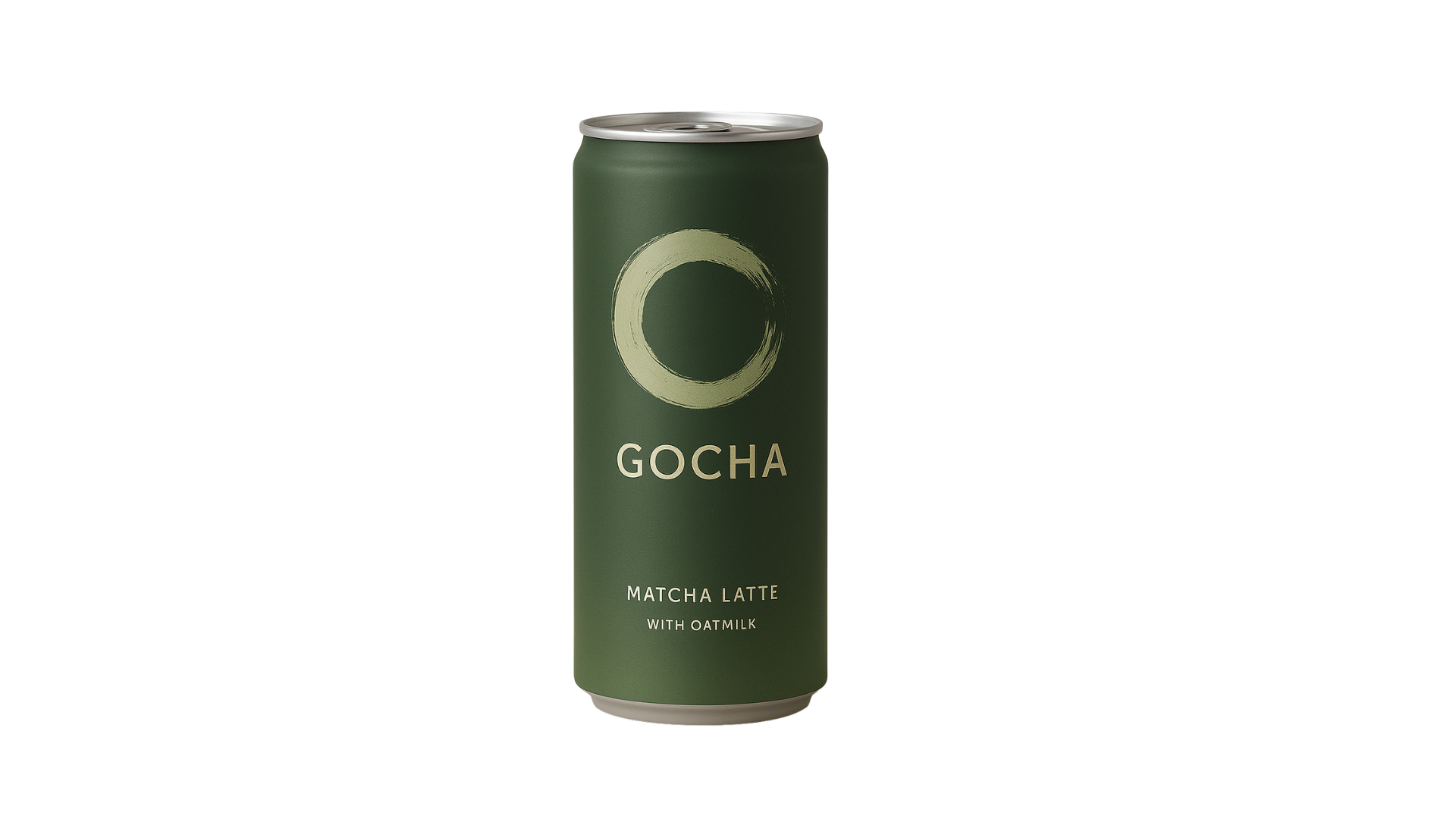 En grøn dåse med mærket GOCHA, Matcha Latte med havremælk.