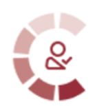 A percentage or progress indicator with a person and a tablet icon in the center.