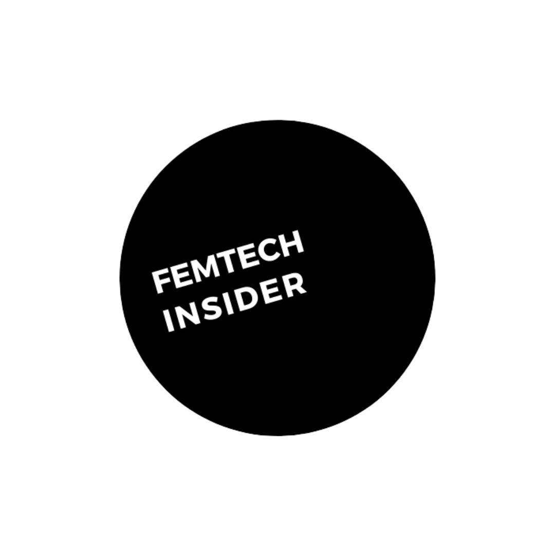 Black circular logo with white text that reads 'FEMTECH INSIDER'.