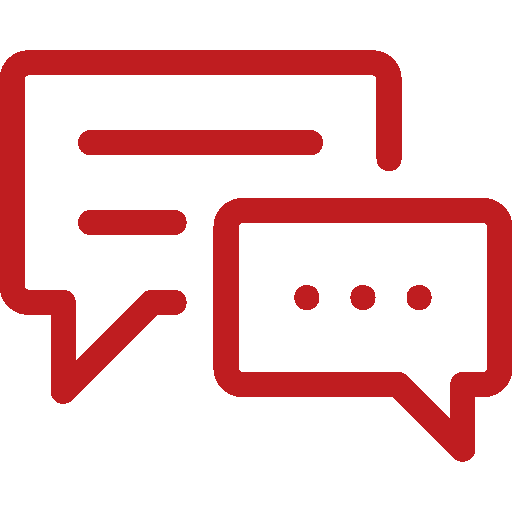 Two chat bubbles, one larger with lines representing text and a smaller with three dots, indicating conversation or messaging.