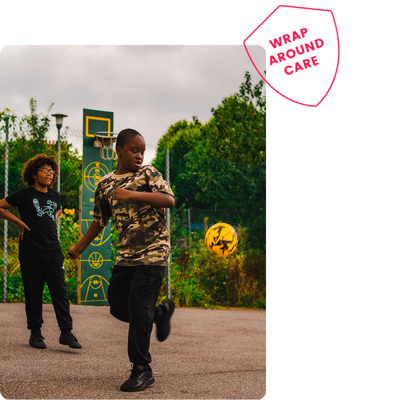 Children enjoying football at Global Camps holiday club in South East London