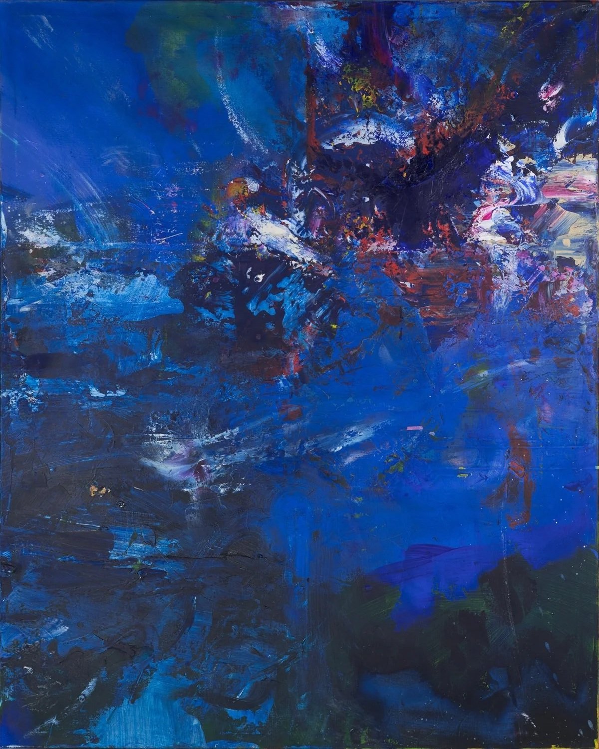  Trying to be wise 
 Acrylic on Canvas in Black Floating Frame
 Painting Size: 102 x 127cm
 Framed Size: 103.5 x 128.5 x 3.5cm
  £2,350