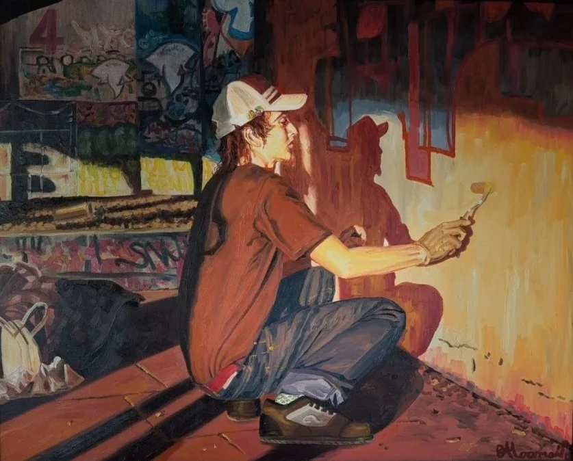   Graffiti  
 £1,950
 Andy Moorman
 Oil on Canvas
 Framed Size: 83cm x 100cm x 5cm