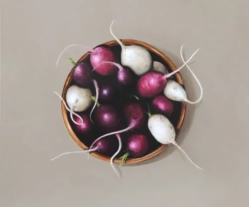 Radishes oil on canvas by Mike Skidmore