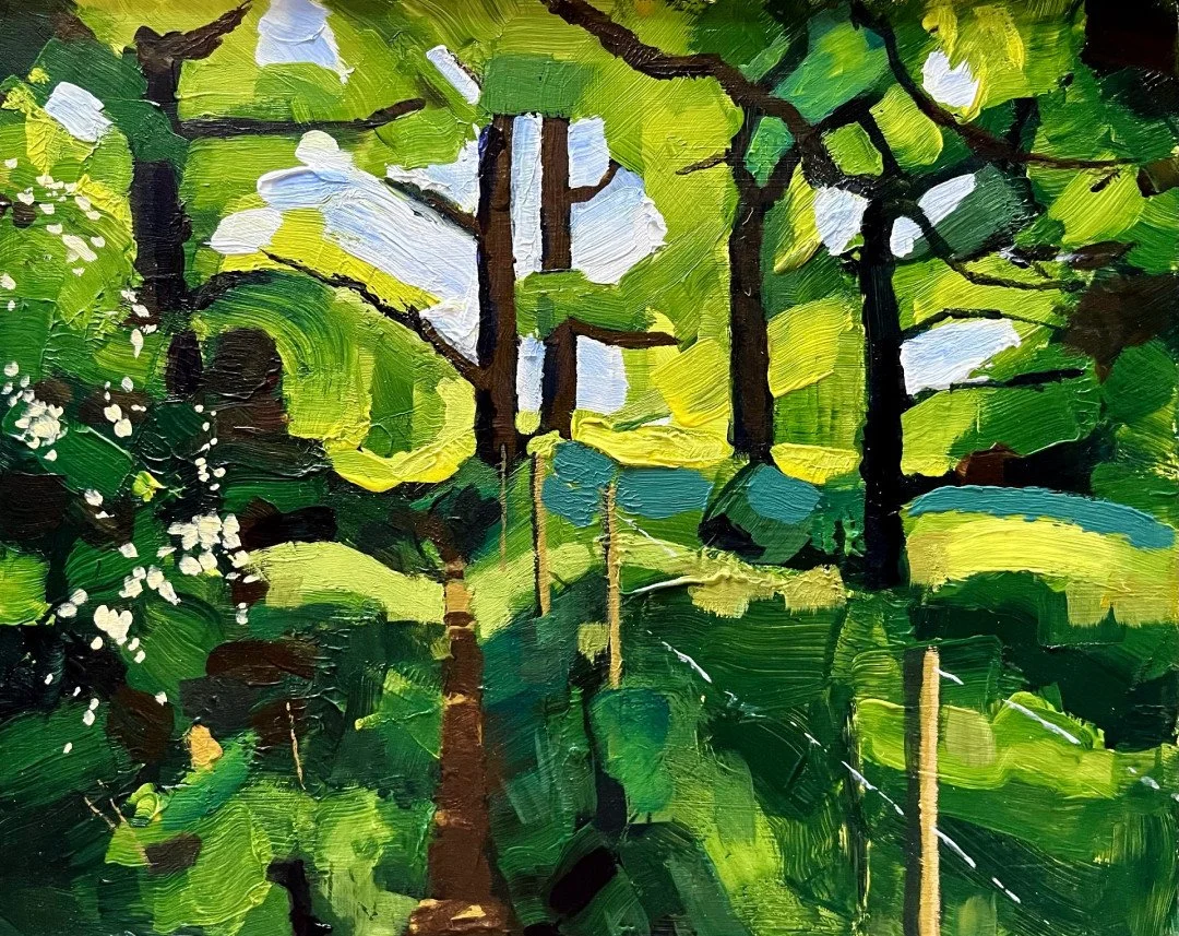   The Green Path  
 £350
 Margaret Crutchley
 Acrylic on Card
 Framed Size: 26cm x 31cm x 4cm
